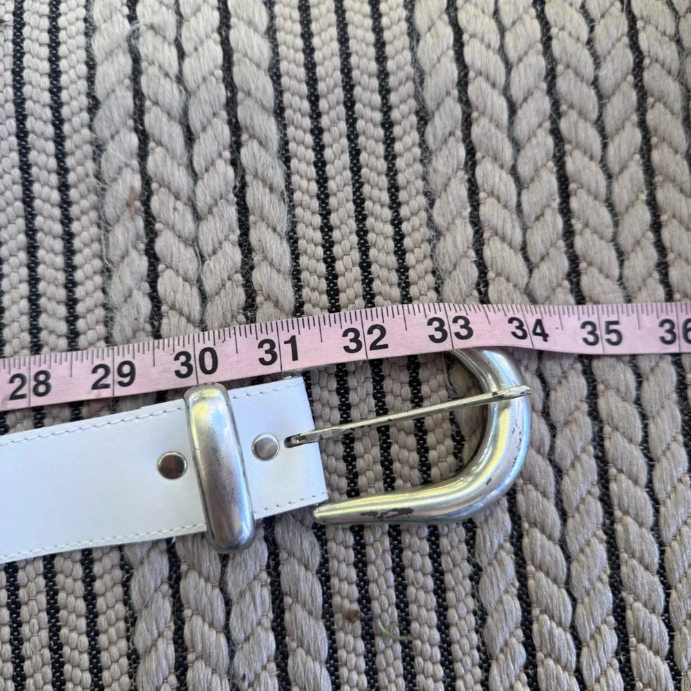 Contemporary Casuals Stylish White Belt with Silver Buckle